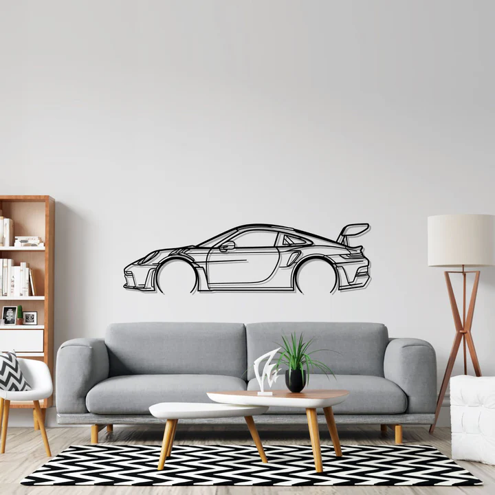 911 GT3 RS (992) Silhouette Metal Wall Art