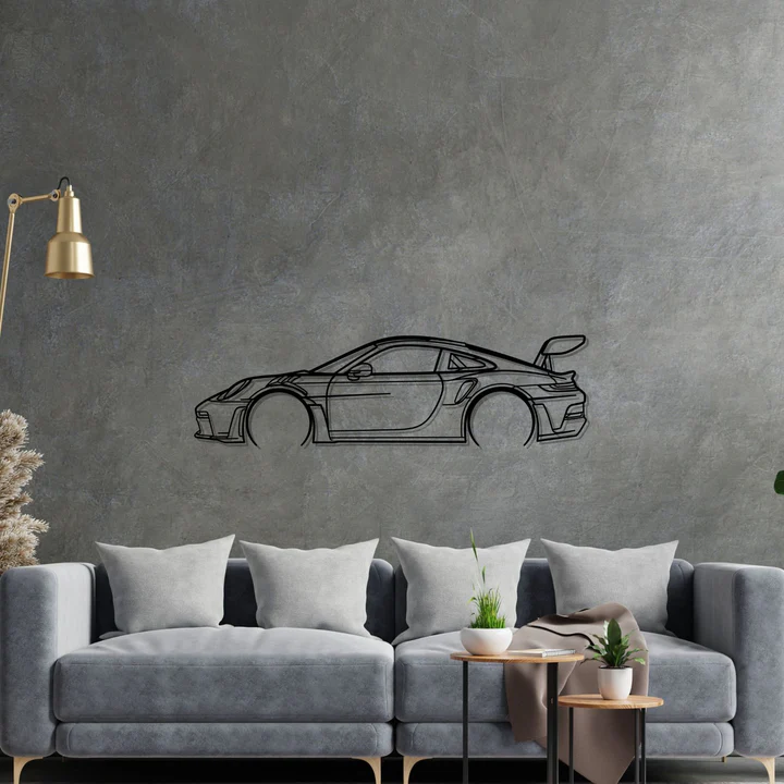911 GT3 RS (992) Silhouette Metal Wall Art